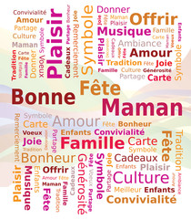 Fototapeta premium Nuage de Mots en Français - Bonne Fête Maman - Fête des Mères