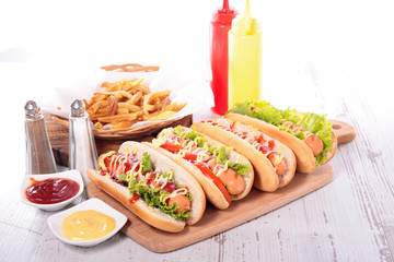 hot dog on board and french fries