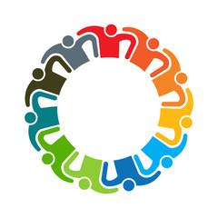 People teamwork logo. Group of eleven persons