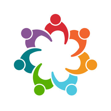 People man logo. Group of seven persons