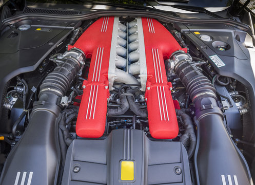 V12 exotic car engine