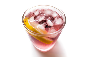 Cold refreshing berry drink with ice
