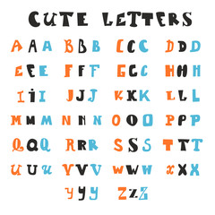 Fototapeta premium Funny alphabet letters. Hand drawn fonts