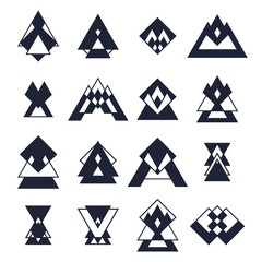 Set of trendy geometric shapes. Hipster logotypes collection. Tr