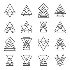 Set of trendy geometric shapes. Hipster logotypes collection. Tr