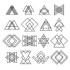 Set of trendy hipster geometric shapes. Geometric logotypes or i
