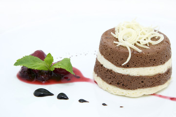 creamy chocolate desserts and ice cream on a white background