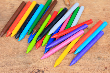 Wax crayons on wood vintage