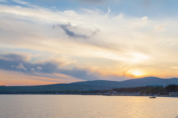 Beautiful sunset over the sea beach