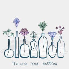 Abstract Flowers And Bottles Background