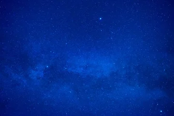 Crédence de cuisine en verre imprimé Nuit Ciel nocturne bleu foncé avec de nombreuses étoiles