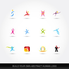 Abstract vector human figures vector set, logo templates, logo design elements.