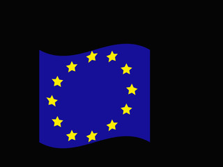 Europa-Flagge vor schwarzem Hintergrund