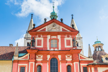 red exteriors of St. George Basilica in Prague