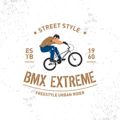 Bmx extreme vintage  t-shirt design. Extreme bike street style. T-shirt Design, Print for sportswear apparel - vector illustration