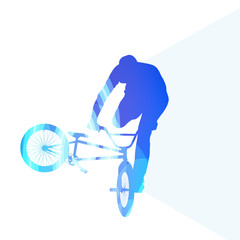 Extreme cyclists abstract bicycle rider silhouette vector backgr