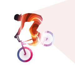 Extreme cyclists abstract bicycle rider silhouette vector backgr