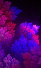 Autumn leaves, fractal leaves, abstract texture. Fractal art background for creative design. Decoration for wallpaper desktop, poster, cover booklet.