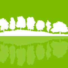 Forest trees wild nature silhouettes landscape illustration back