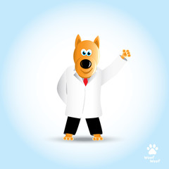 Cartoon dog doctor. Pet clinic, vector illustration