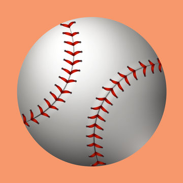 Plain baseball on orange background