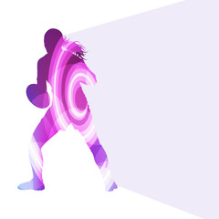 Rugby woman player silhouette vector background colorful concept