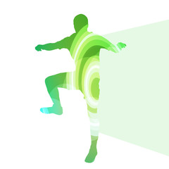 Man athletic stretching exercise warm up silhouette vector backg