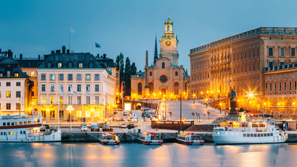 Fototapeta premium Embankment In Stockholm At Summer Day, Sweden