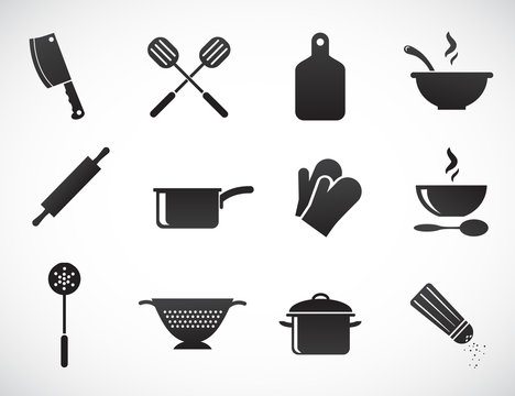 Kitchen tools - vector icon set.