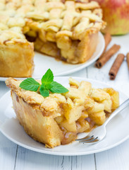Homemade delicious apple pie with lattice pattern