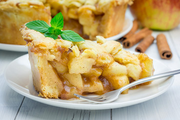 Homemade delicious apple pie with lattice pattern