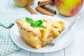 Homemade delicious apple pie with lattice pattern