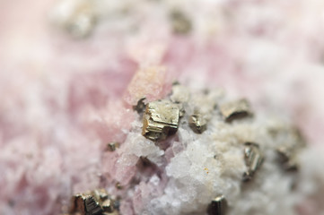 Rhodochrosite MnCO3 with iron pyrite FeS2 Macro