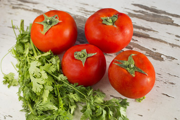 Tomatoes on a table