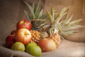 Organic Fruit variety with soft light background , healthy concept