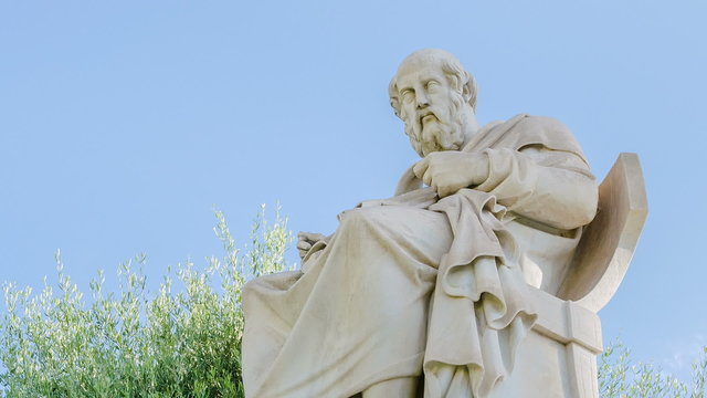 Marble statue of the ancient Greek philosopher Plato, time lapse