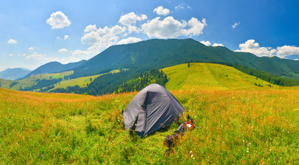 Camping in summer mountains