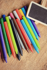 Wax crayons on wood vintage