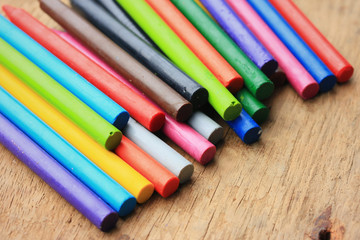 Wax crayons on wood vintage
