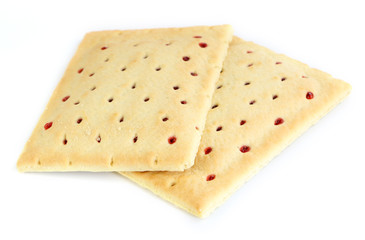 Two toaster pastries on white background