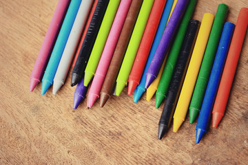 Wax crayons on wood vintage