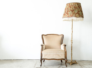 classical style Armchair sofa couch in vintage room with desk la