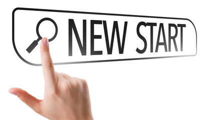 New Start written in search bar on virtual screen