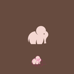 Pink Tiny Elephant Abstract Vector Logo Template, Sign or Icon