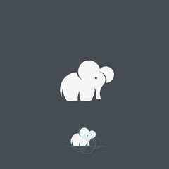 Tiny Elephant Abstract Vector Logo Template, Sign or Icon