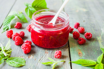 jam in a jar and raspberry