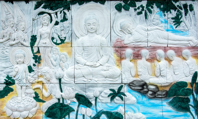 Thailand sandstone craft in Thai temple, public area, no need of