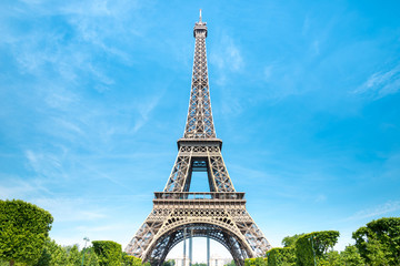 Eiffel Tower with blue sky, Paris France