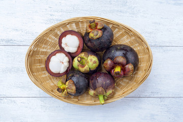 Mangosteen in bamboo basket