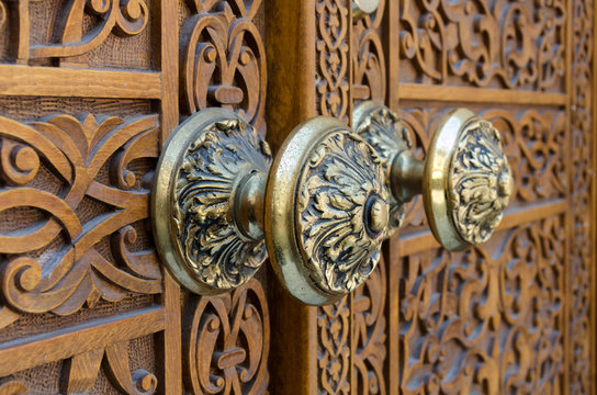 Wood carving door